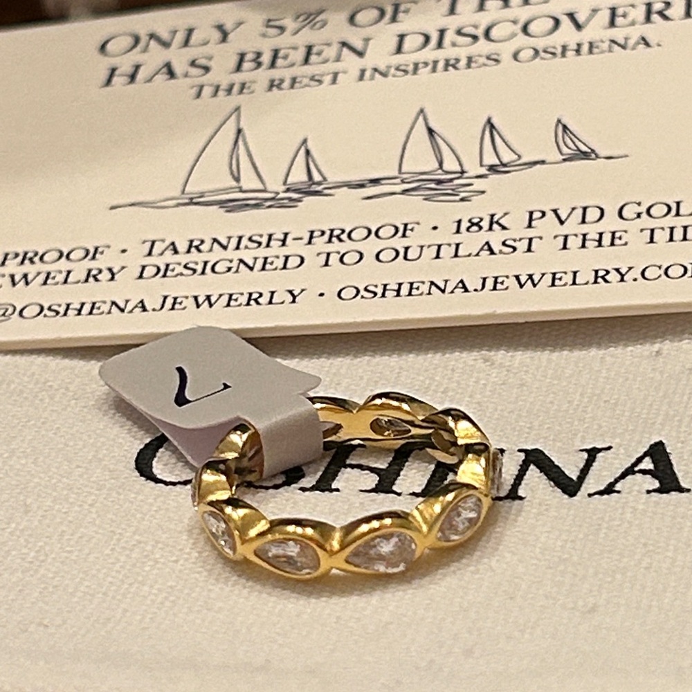 Oshena Designer Beachwear Gold women’s‎ gemstone Ring size 7 NEW Release!